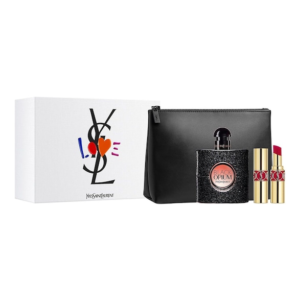 Black Opium EDP 50ml + Rouge Volupté Shine n°101 + Pouch - SPRING SET, Yves Saint Laurent