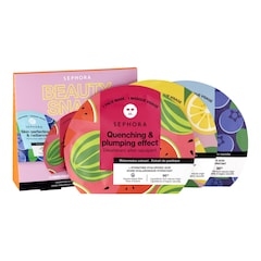 Beauty Snack - 3 Μάσκες Προσώπου - Ενυδατικό Υαλουρονικό Οξύ+Εκχυλίσματα φρούτων, Sephora Collection
