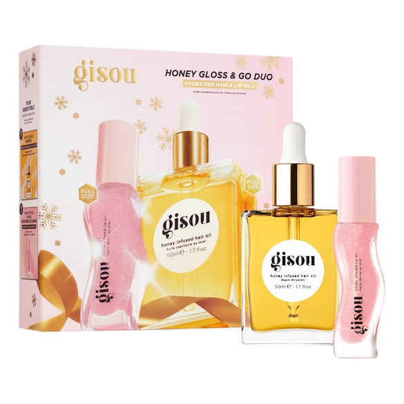 Honey Gloss & Go Duo - Σετ λάδι μαλλιών και λάδι χειλιών, Gisou