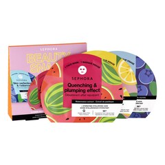Beauty Snack - 3 Μάσκες Προσώπου - Ενυδατικό Υαλουρονικό Οξύ+Εκχυλίσματα φρούτων, Sephora Collection