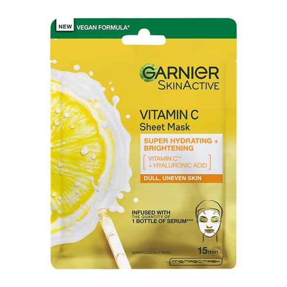 Garnier Υφασμάτινη Μάσκα Βιταμίνη C για Λάμψη και Ενυδάτωση 28g, GARNIER
